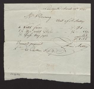 Bill and receipt from A. Mathey to Felix Dominy, 1830