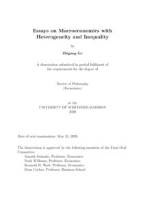 Essays on Macroeconomics with Heterogeneity and Inequality