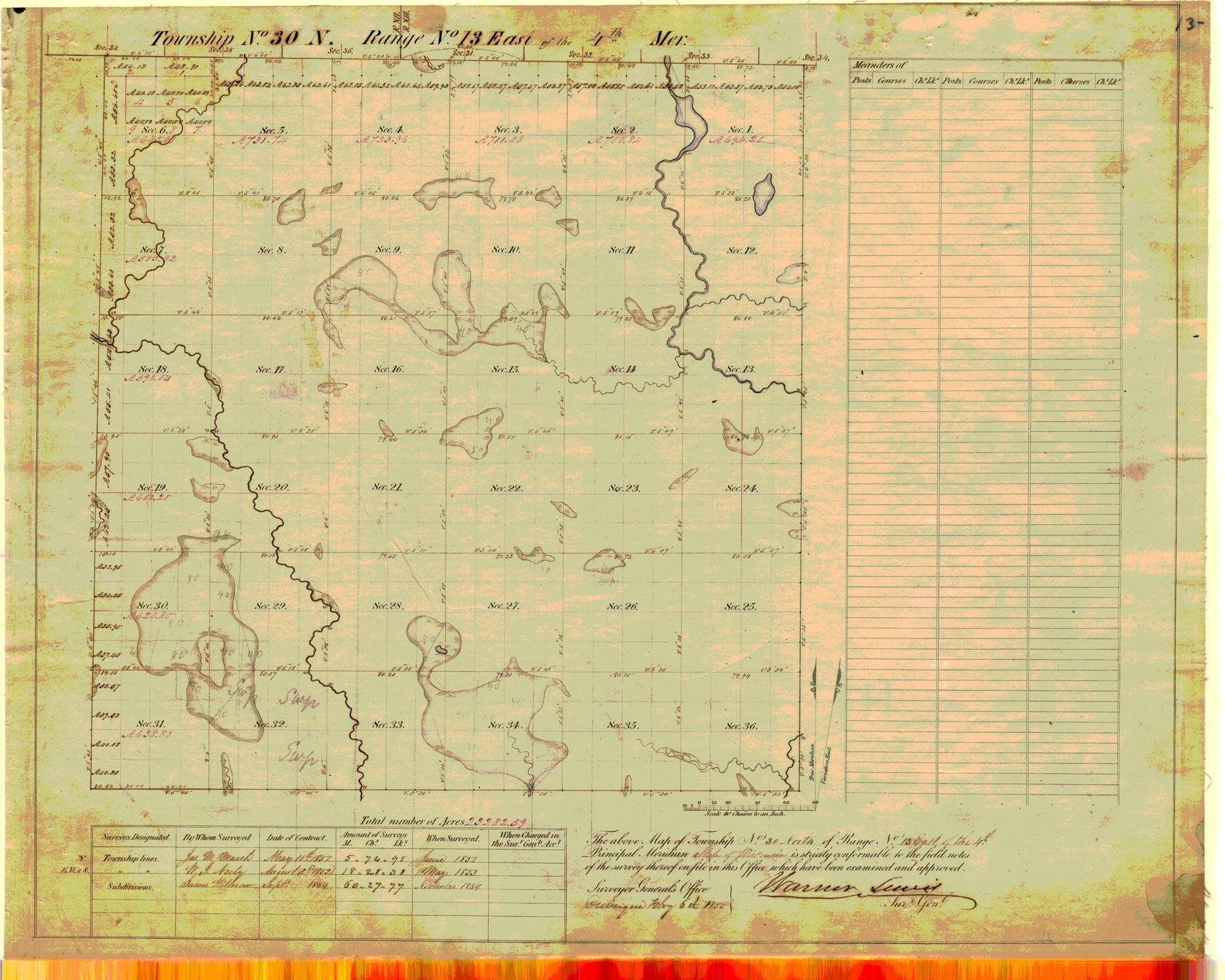 [Public Land Survey System map: Wisconsin Township 30 North, Range 13 East]