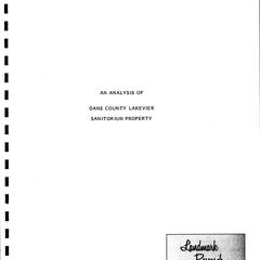 An analysis of Dane County Lakeview Sanitorium property, 1202-1206 Northport Drive, Madison, Wisconsin