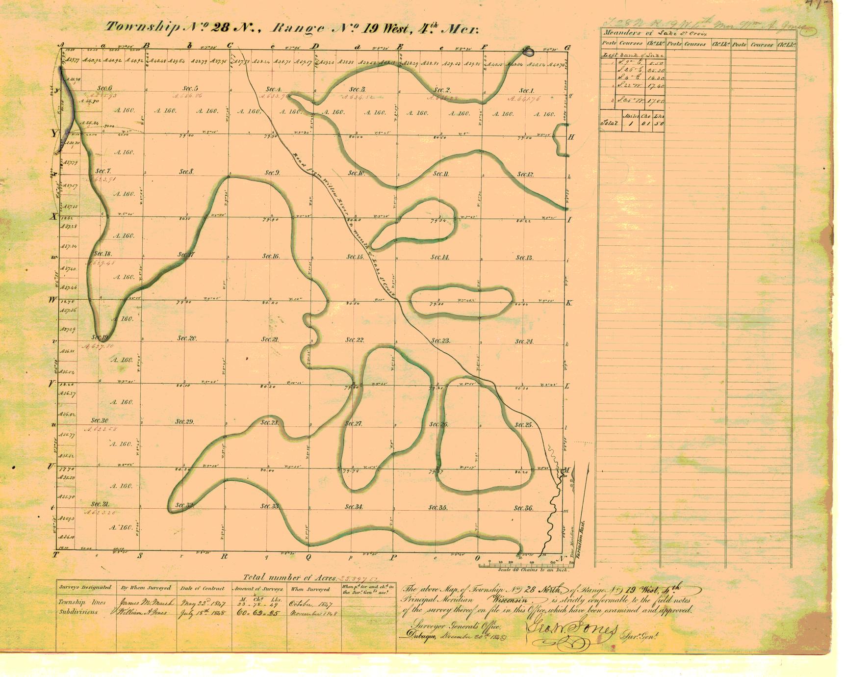 [Public Land Survey System map: Wisconsin Township 28 North, Range 19 West]