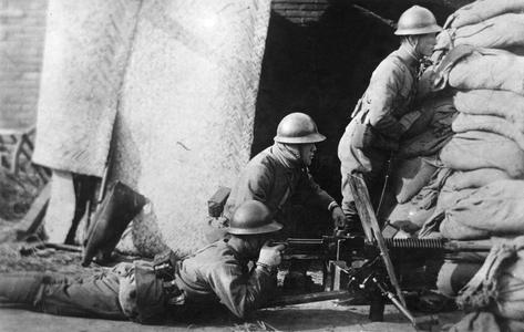 Japanese soldiers in position.