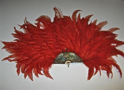 Red ostrich feather fan