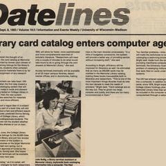 'Library Card Catalog Enters Computer Age' Datelines article