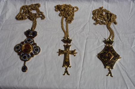 Two panagia and a pectoral cross at Prophet Elias