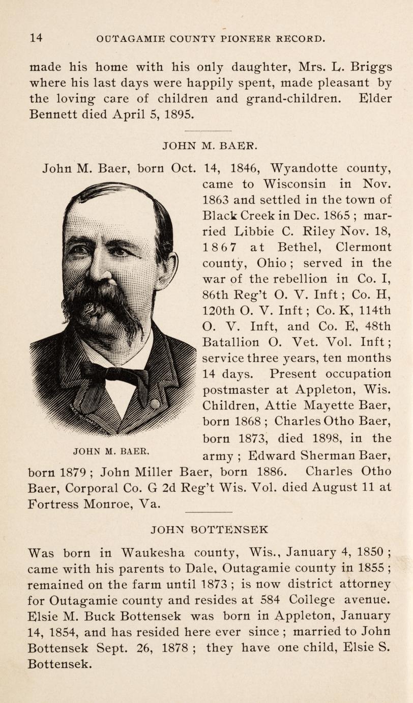 Record of the pioneers of Outagamie County, Wisconsin also an