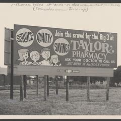 Highway billboard promotes Taylor Pharmacy
