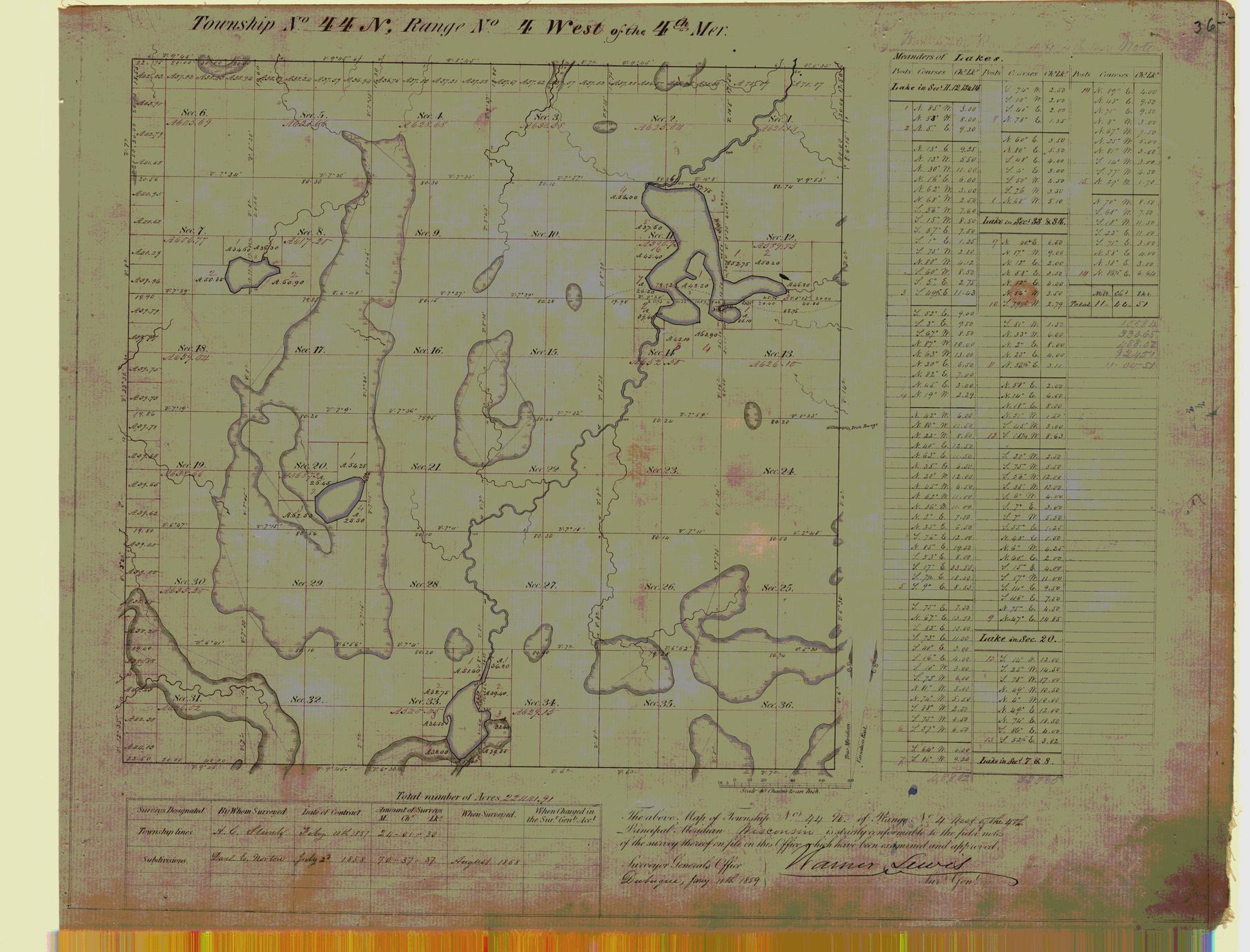 [Public Land Survey System map: Wisconsin Township 44 North, Range 04 West]