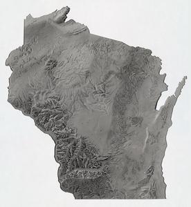 Shaded relief of Wisconsin