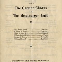 Joint concert by the Carmen Chorus and the Meistersinger Guild, May 13, 1942