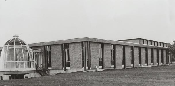 Allen Hall and greenhouse, Janesville, 1969