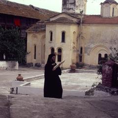 Monk and Semantron at the Xenophontos monastery