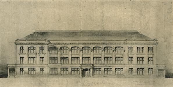 North elevation of the proposed main building of the Platteville Normal School