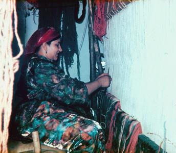 Woman Weaving Rug for Commercial Dealer