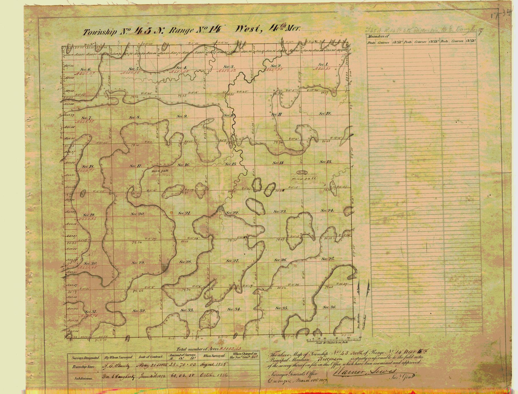[Public Land Survey System map: Wisconsin Township 45 North, Range 14 West]