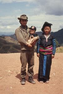 Ethnic Hmong soldier with family