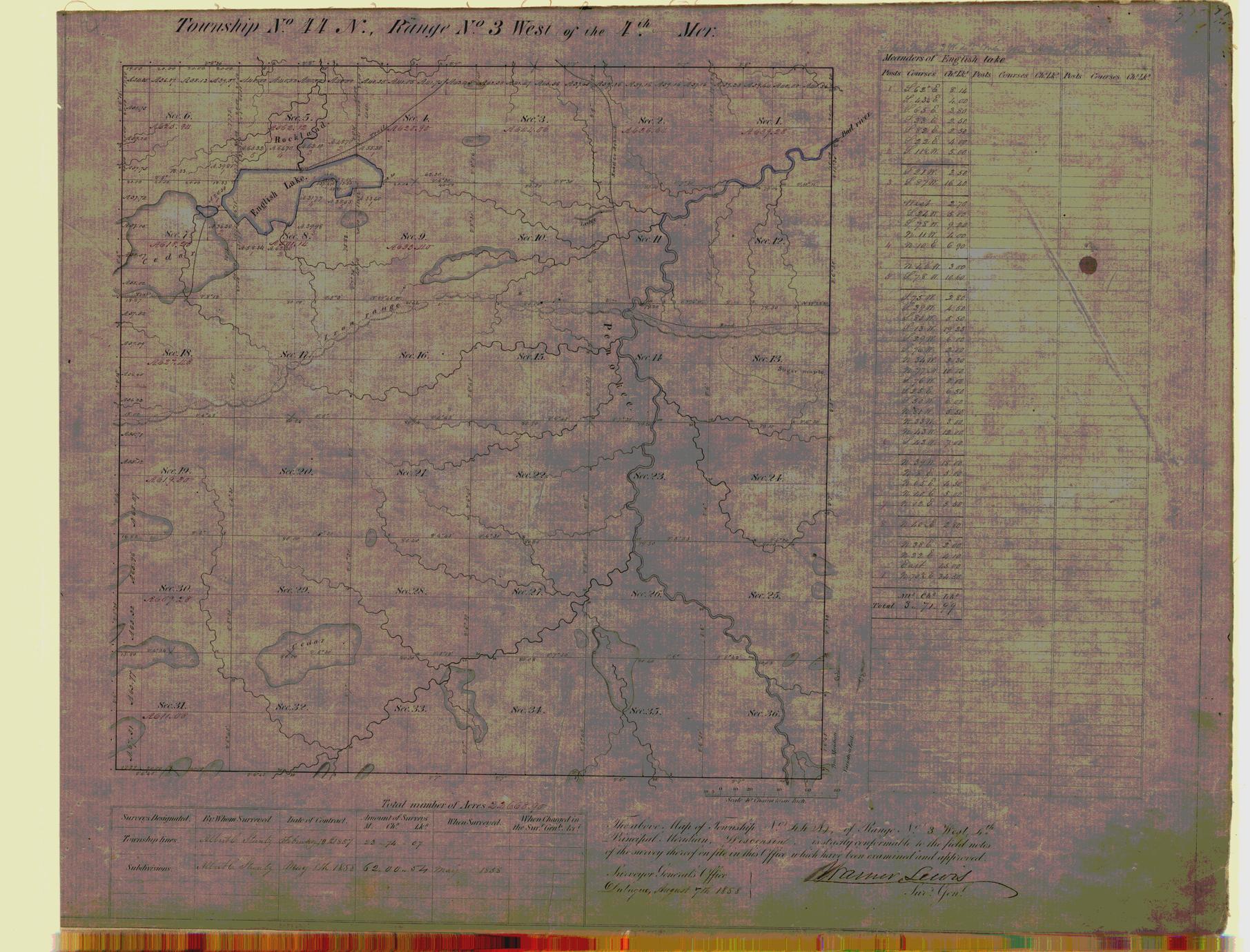[Public Land Survey System map: Wisconsin Township 44 North, Range 03 West]