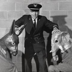 Ray Dvorak with politcal mascots
