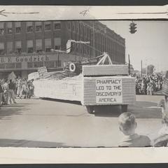 "Pharmacy led to the discovery of America" parade float