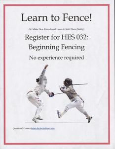 Beginning Fencing poster, Janesville, 2016