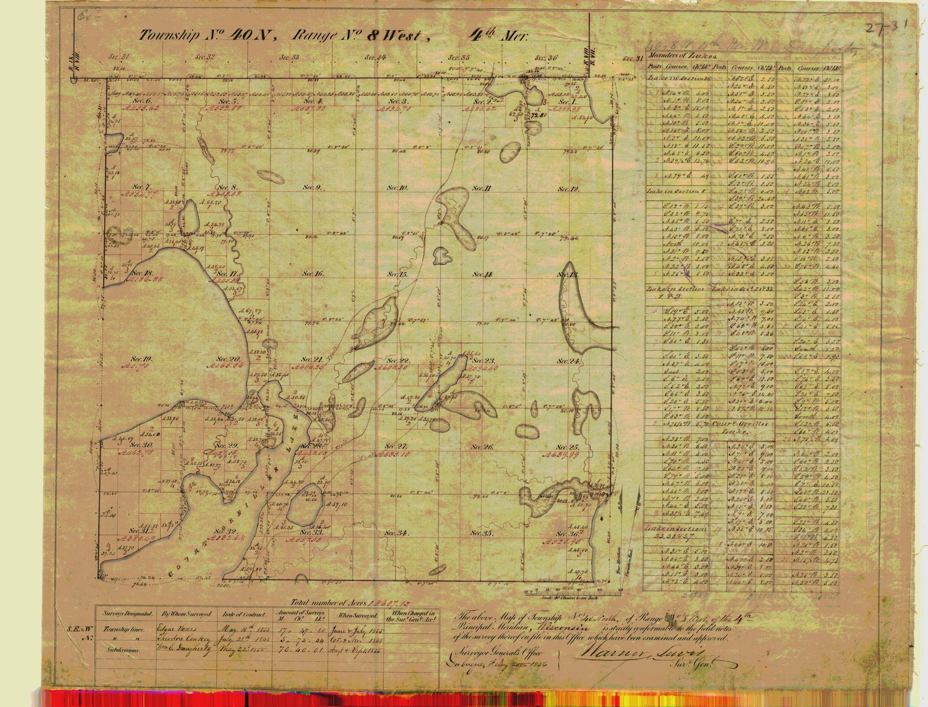 [Public Land Survey System map: Wisconsin Township 40 North, Range 08 West]