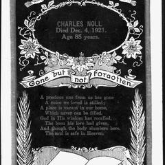 Memorial card for Charles J. "C. J." Noll