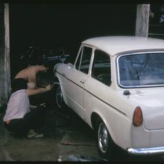 Washing car