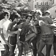 Drinking shirtless on the Terrace