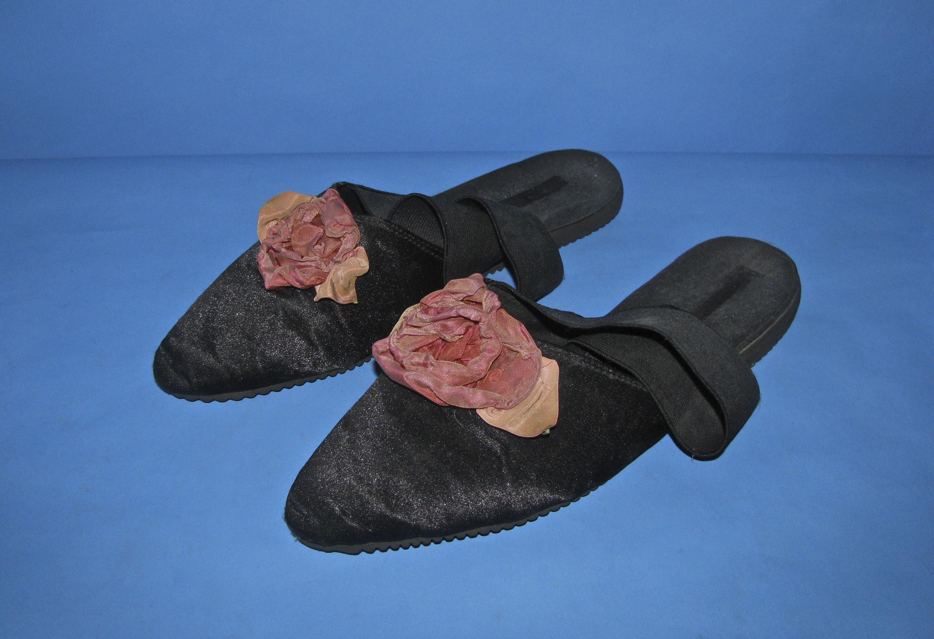 Black velveteen backless slippers - UWDC - UW-Madison Libraries