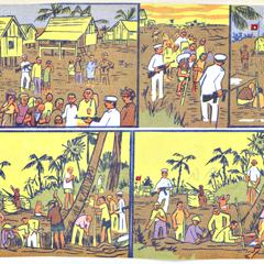 Propaganda leaflets showing villagers forced to labor for the Pathet Lao