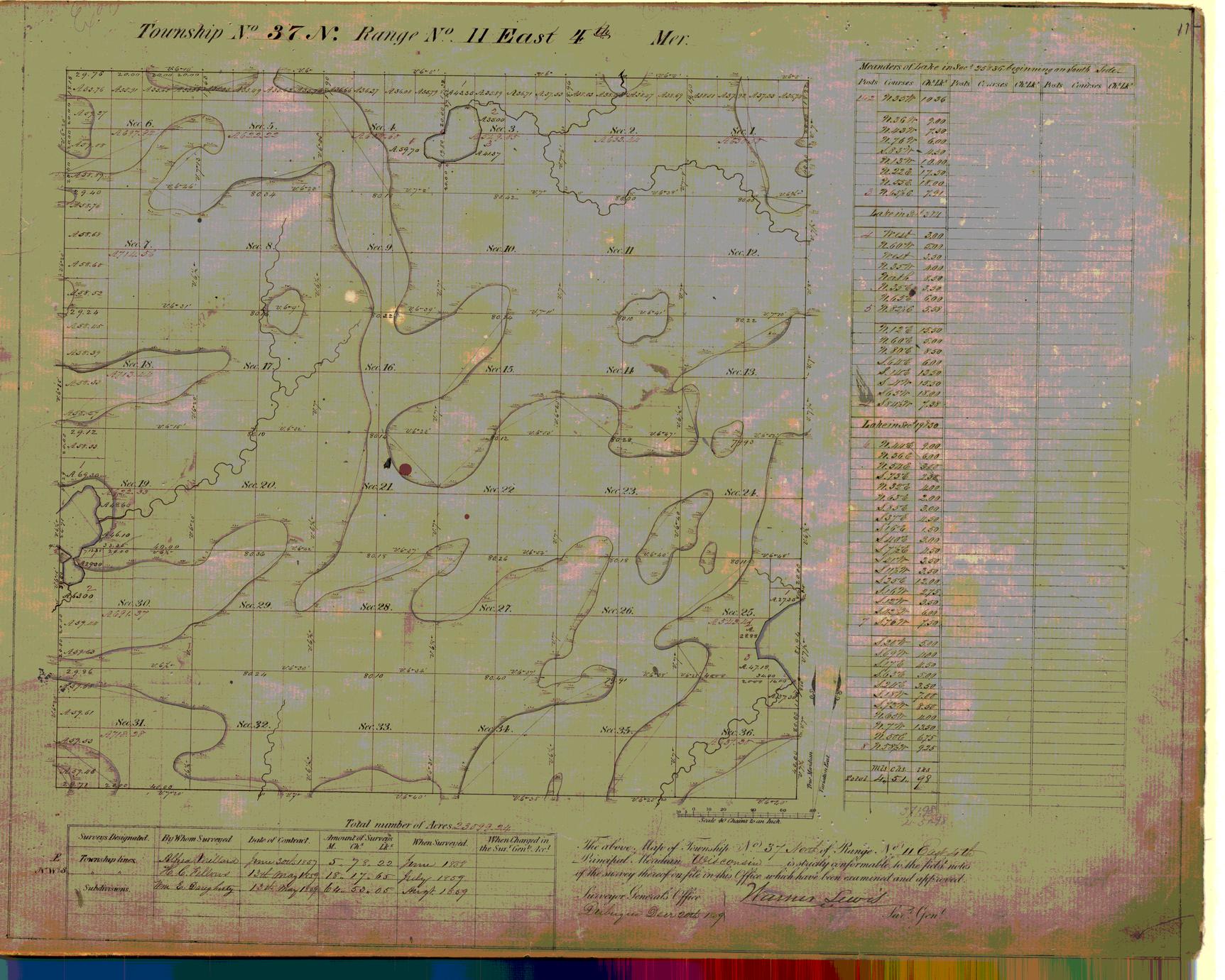 [Public Land Survey System map: Wisconsin Township 37 North, Range 11 East]