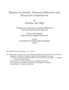 Essays on Gender, Prosocial Behavior and Financial Cooperatives