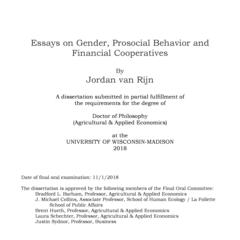 Essays on Gender, Prosocial Behavior and Financial Cooperatives