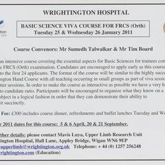 Wrightington Hospital Basic Science Viva Course for FRCS advertisement