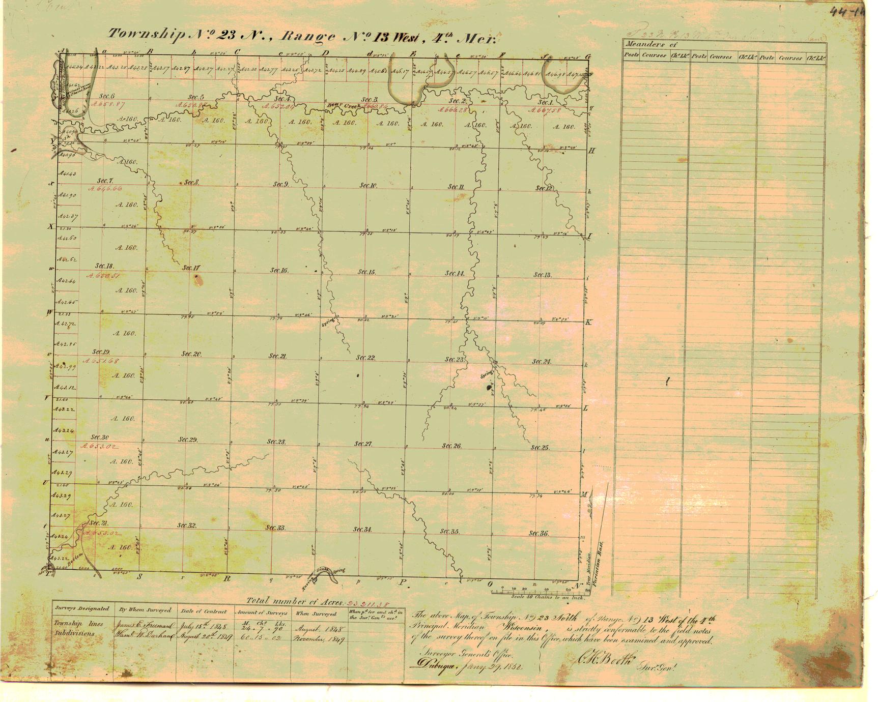 [Public Land Survey System map: Wisconsin Township 23 North, Range 13 West]