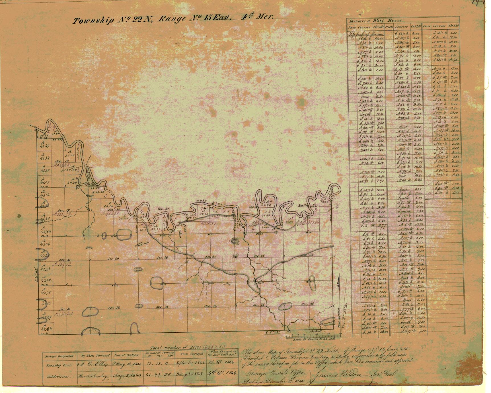 [Public Land Survey System map: Wisconsin Township 22 North, Range 15 East]