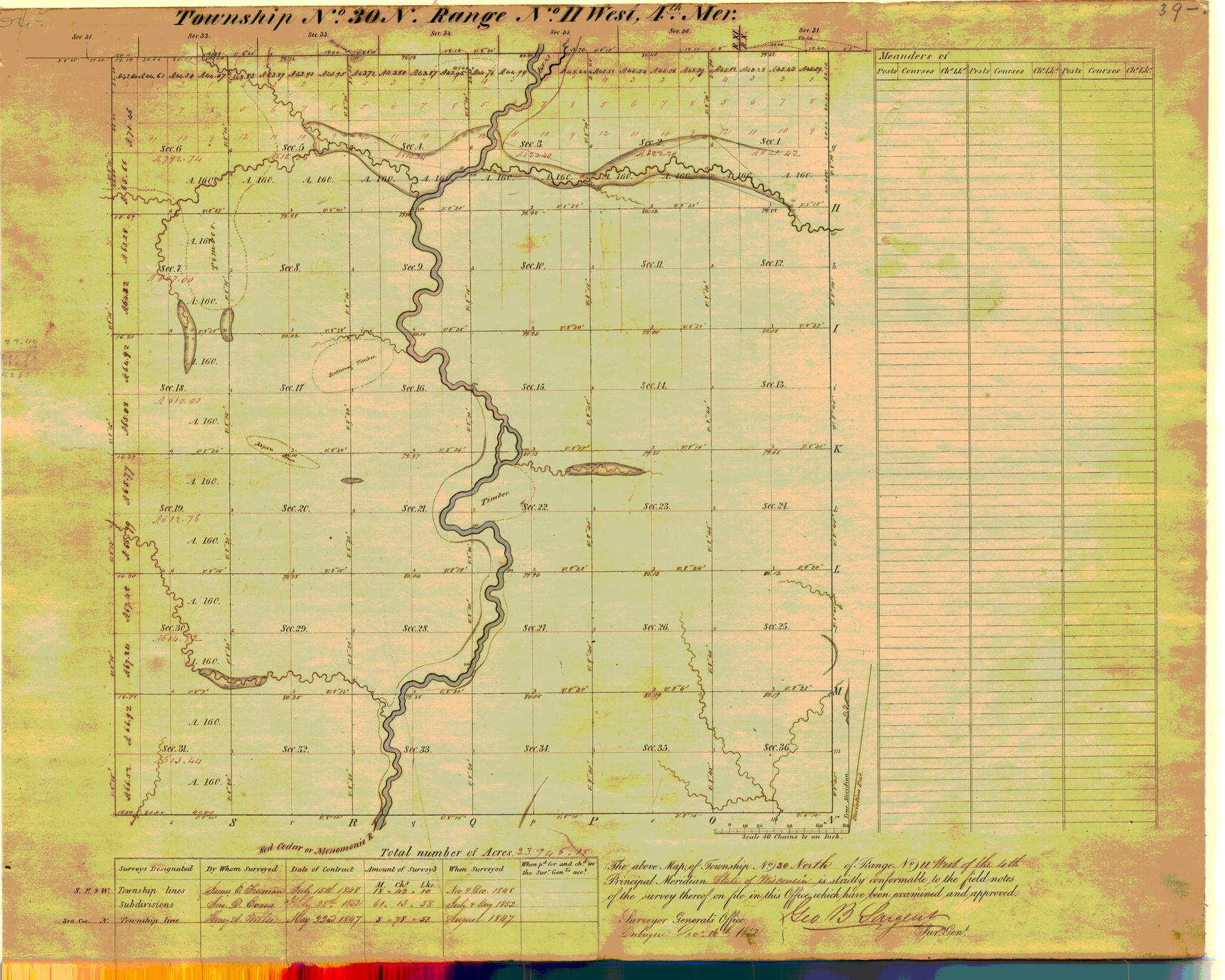 [Public Land Survey System map: Wisconsin Township 30 North, Range 11 West]