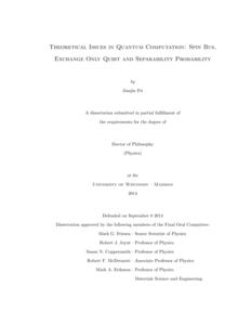 Theoretical Issues in Quantum Computation: Spin Bus, Exchange Only Qubit and Separability Probability