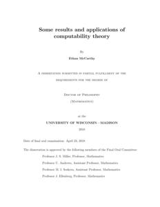 Some results and applications of computability theory