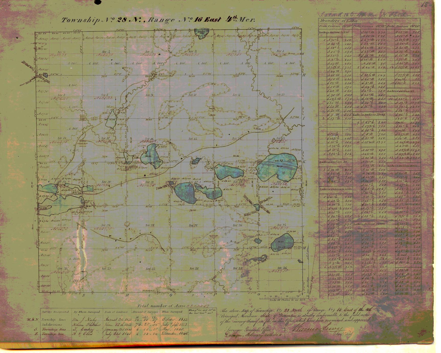 [Public Land Survey System map: Wisconsin Township 28 North, Range 16 East]