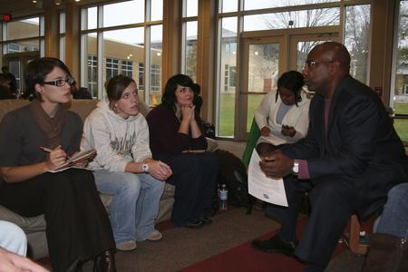 Chancellor David Wilson and students, University of Wisconsin--Marshfield/Wood County, 2009