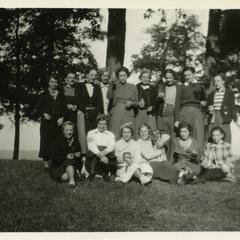 Women's Athletic Association group photograph with dog