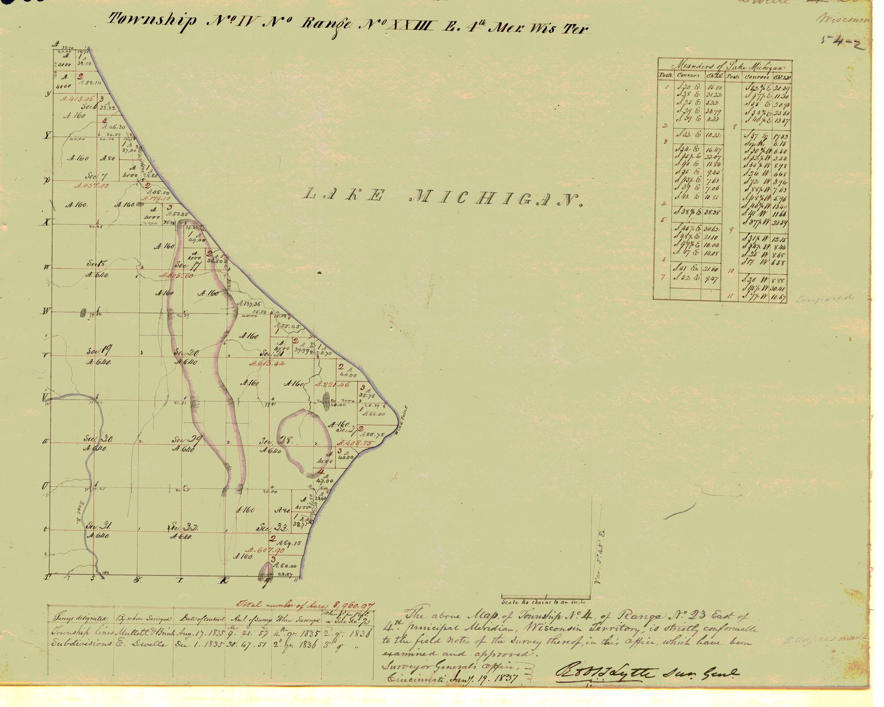 [Public Land Survey System map: Wisconsin Township 04 North, Range 23 East]