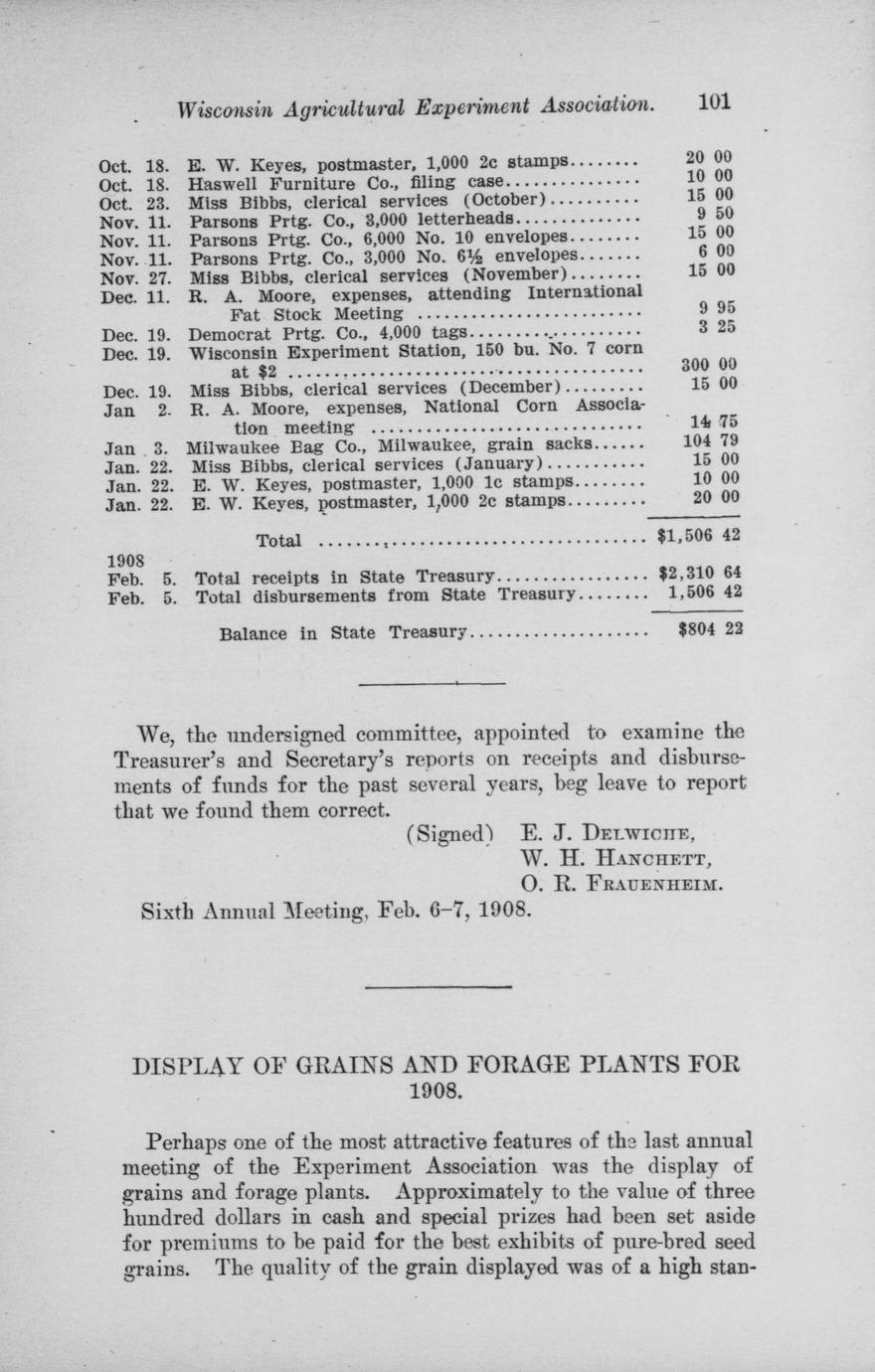 Sixth annual report of the Wisconsin Agricultural Experiment