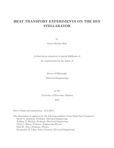 Heat Transport Experiments on the HSX Stellarator