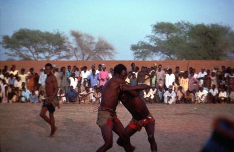 Two Hausa Wrestlers During a Match in Zinder Region