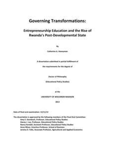 Governing Transformations: Entrepreneurship Education and the Rise of Rwanda's Post-Developmental State
