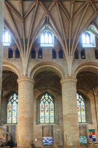 Tewkesbury Abbey nave north arcade, triforium, clerestory
