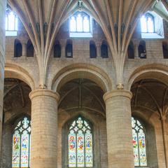 Tewkesbury Abbey nave north arcade, triforium, clerestory