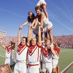 UW cheerleaders during flyover